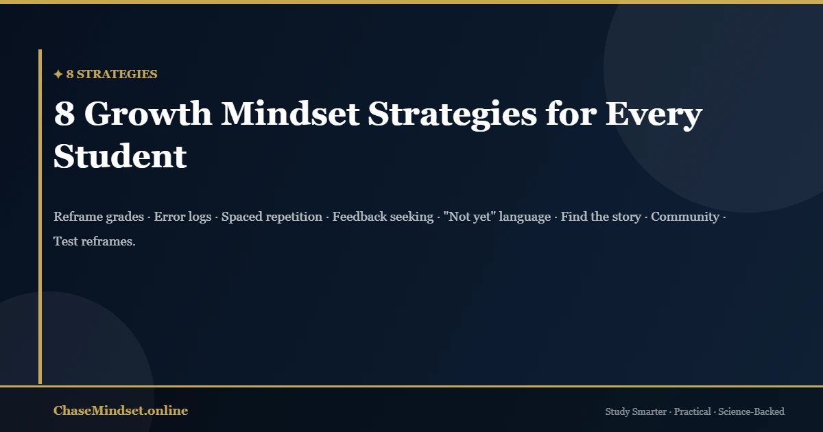 8 growth mindset strategies for students — practical science-backed study habits and academic approaches